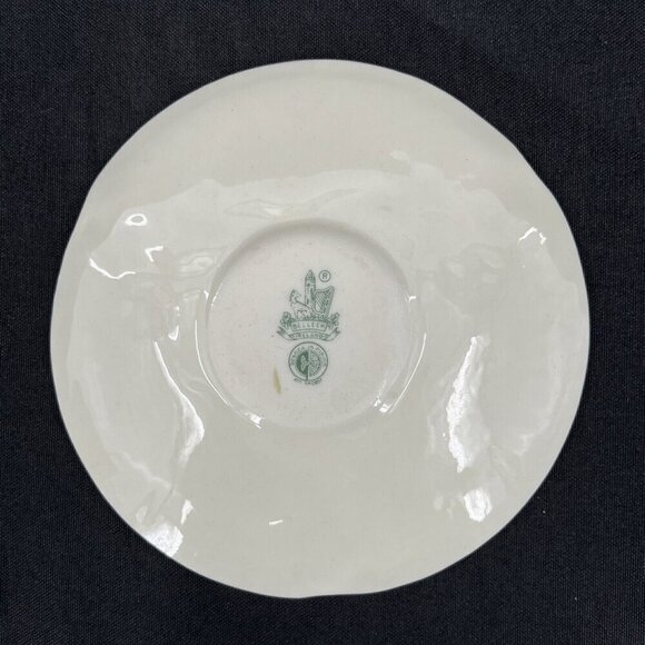 Belleek Shamrock Shell Cup Saucer Harp Handle Green Mark 1965-1981 Vtg Porcelain - Picture 4 of 10